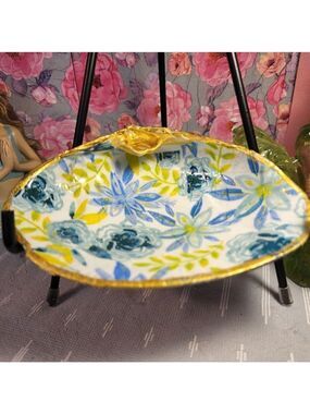 DECOUPAGE CLAM SHELL DECOUPAGE FLOWERS TRINKET DISH